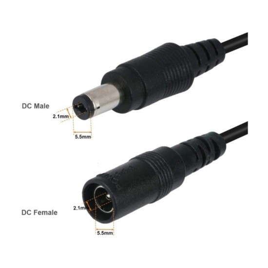 4383 Dc Adaptör Uzatma Kablosu 2 Metre 5.5 Mm X 2.1 Mm Dişi Erkek