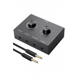 Alfais 6078 Ses Kulaklık Hoparlör 4 Port Aux Switch Çoklayıcı Çevirici 3.5mm Stereo Audio Seçici