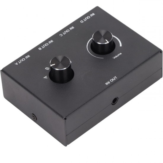 Alfais 6078 Ses Kulaklık Hoparlör 4 Port Aux Switch Çoklayıcı Çevirici 3.5mm Stereo Audio Seçici