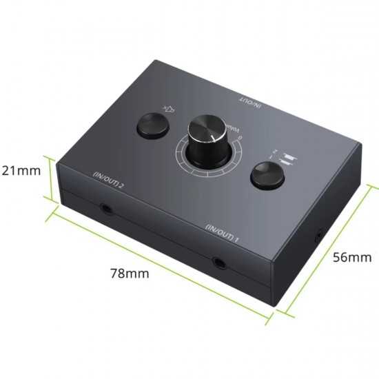 Alfais 6077 Ses Kulaklık Hoparlör 2 Port Aux Switch Çoklayıcı Çevirici 3.5mm Stereo Audio Seçici