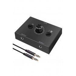Alfais 6077 Ses Kulaklık Hoparlör 2 Port Aux Switch Çoklayıcı Çevirici 3.5mm Stereo Audio Seçici