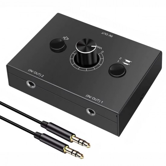 Alfais 6077 Ses Kulaklık Hoparlör 2 Port Aux Switch Çoklayıcı Çevirici 3.5mm Stereo Audio Seçici