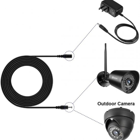 4386 Dc Adaptör Uzatma Kablosu 10 Metre 5.5mm X 2.1mm Dişi Erkek