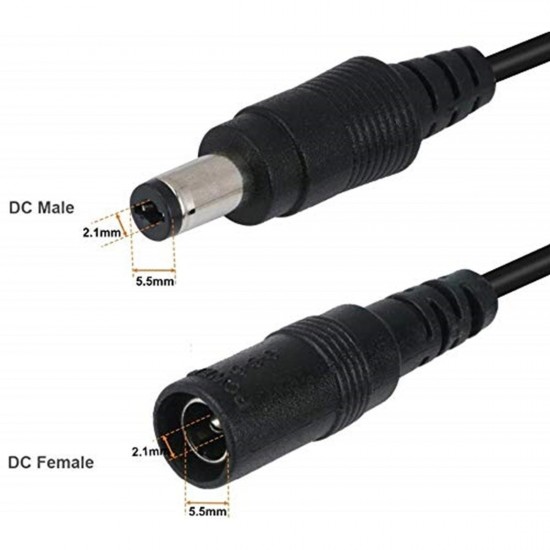 Alfais 4382 Dc Adaptör Uzatma Kablosu 1 Metre 5.5mm x 2.1mm Dişi Erkek